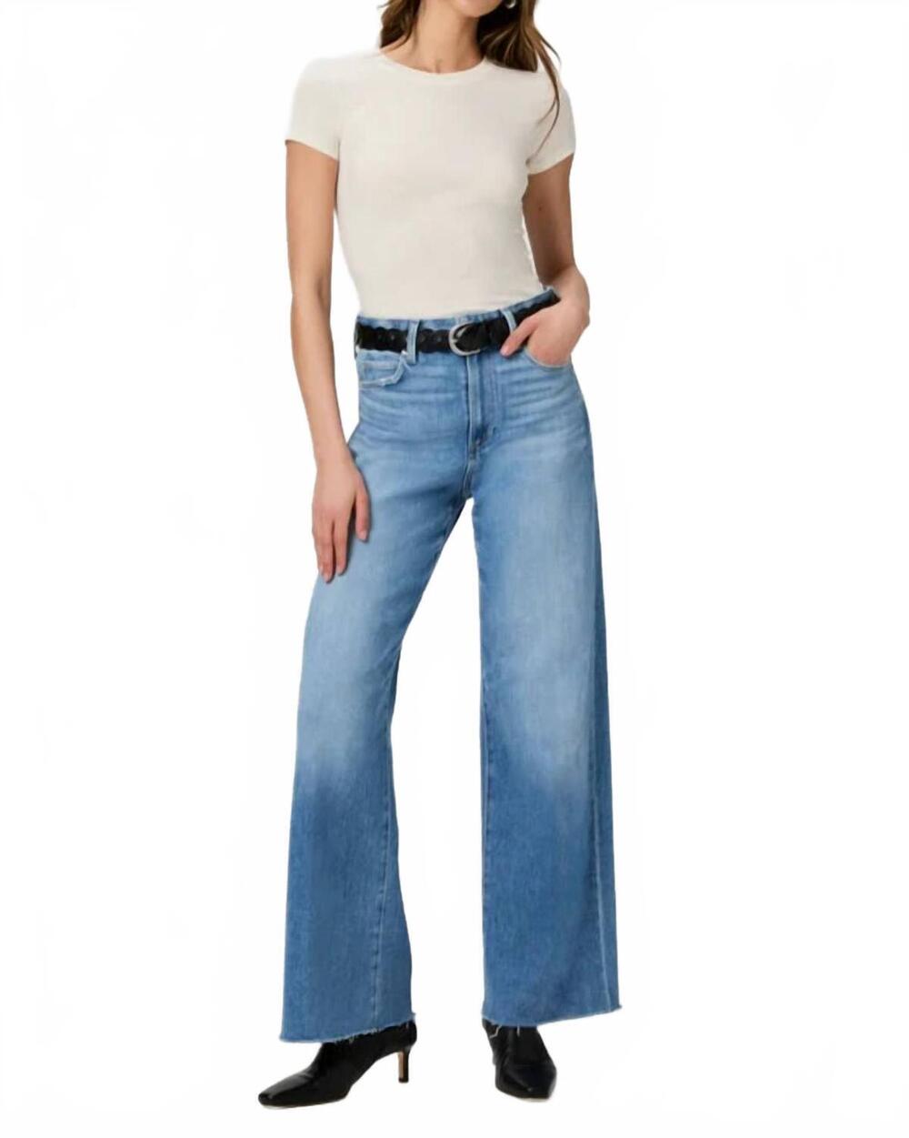 NEW PAIGE anessa wide leg raw hem jeans in mesmerize